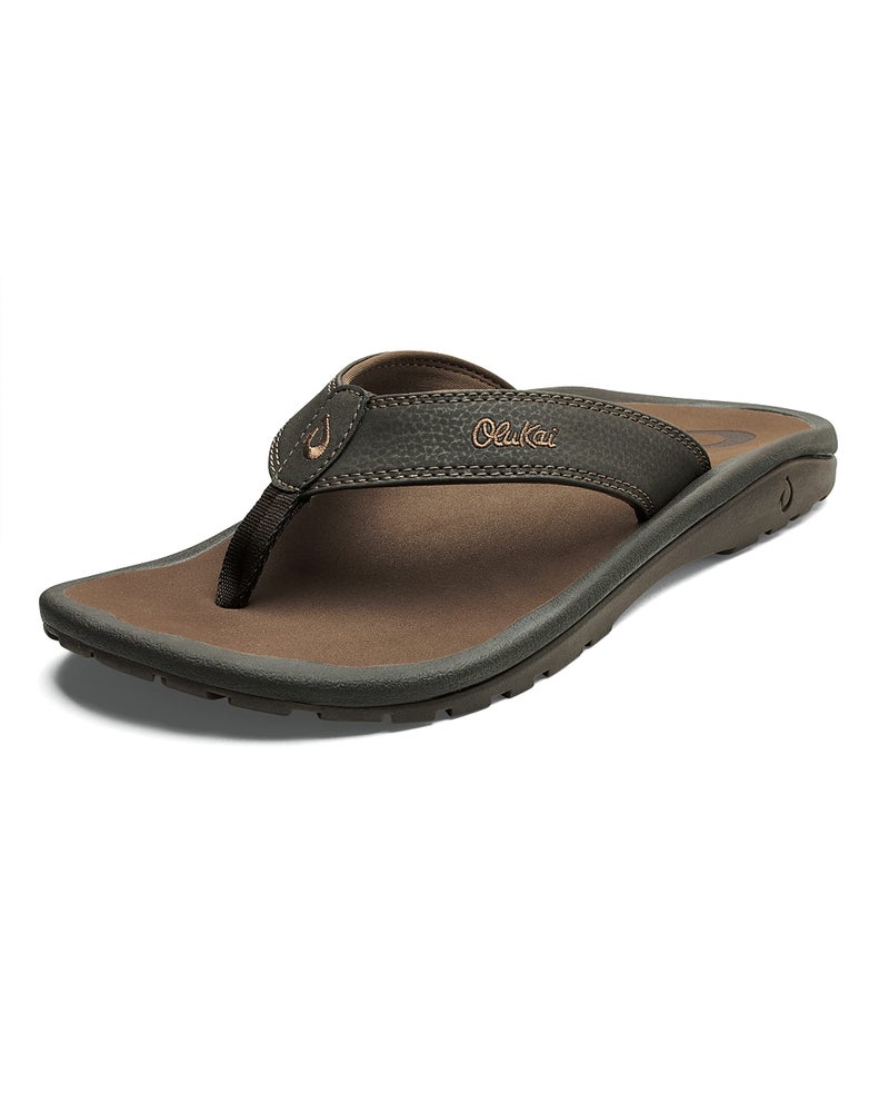 OLUKAI Ohana Men's Beach Sandals, Water Resistant Flip Flops, Arch Support & Comfort Fit, Lightweight & Durable, Enhanced Grip & Traction, Dark Java/Ray, 11 - Image 1